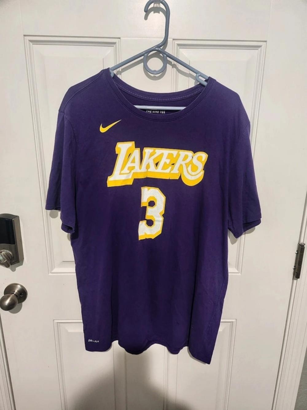 Nike Anthony Davis #3 Lakers jersey tee Purple Yellow XXL Lakers Jersey Tee